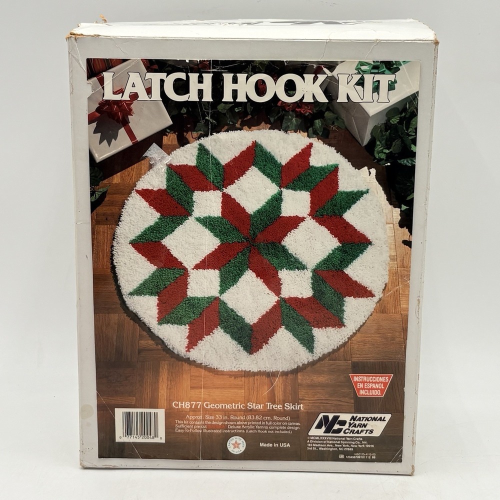 Vintage 1988 Latch Hook Kit Tree Skirt CH877‎ Christmas Star 33" USA